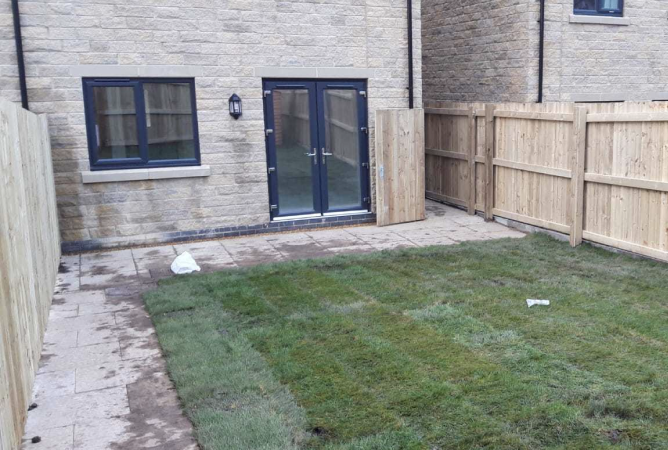 Pressure treated featheredge fencing and gates fitted in Keighley for a well established house building company