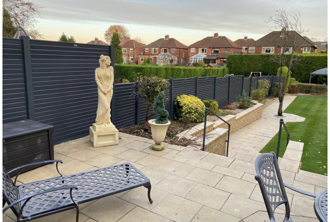 Anthracite Grey foil wrapped upvc fencing with premium tops
