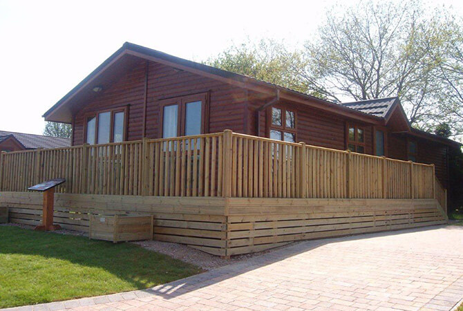Fencing and Decking around a static home lodge