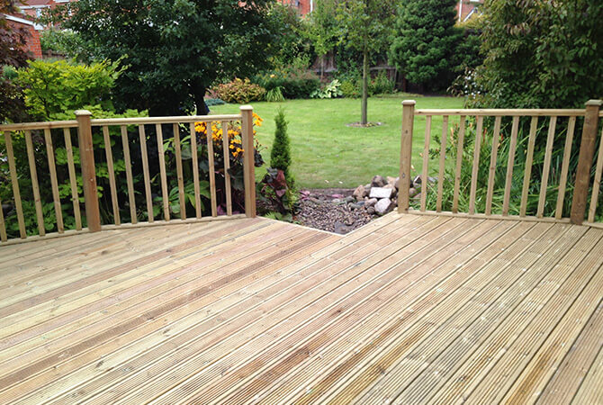 Timber Decking leading to a garden