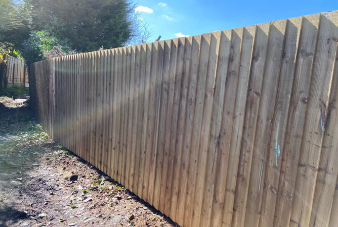 Run of pressure treated featheredge fencing