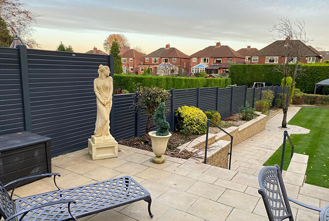 Anthracite grey premium top woodgrain wrapped fencing