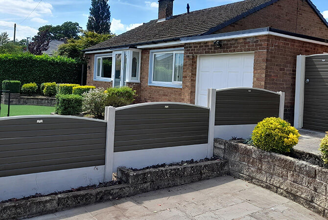 Sage green composite UPVC fence panels