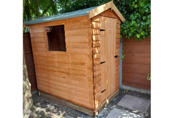 Timber Cottage shed with apex roof and overlap cladding