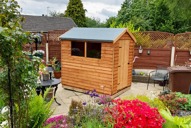 7ft deep x 5ft wide Cottage overlap timber shed