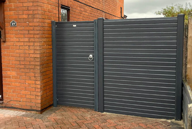 Woodgrain Wrapped UPVC Anthracite Grey Fence & Gate