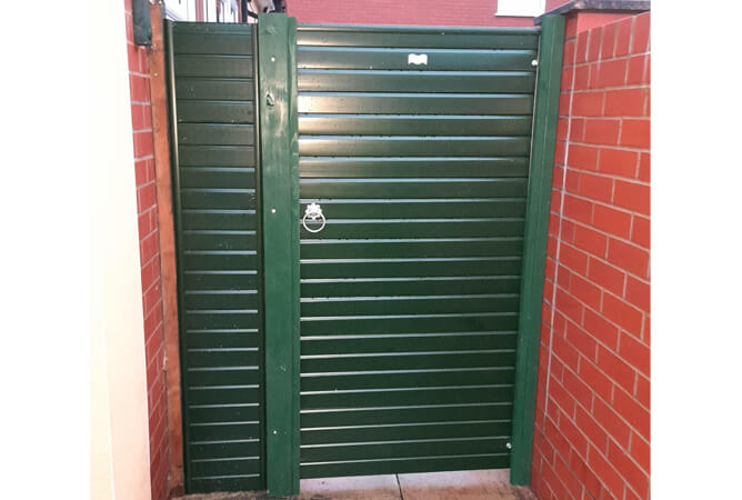 UPVC garden gate in green gloss