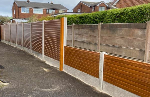 Flat Top Woodgrain Wrapped UPVC Fence Panels